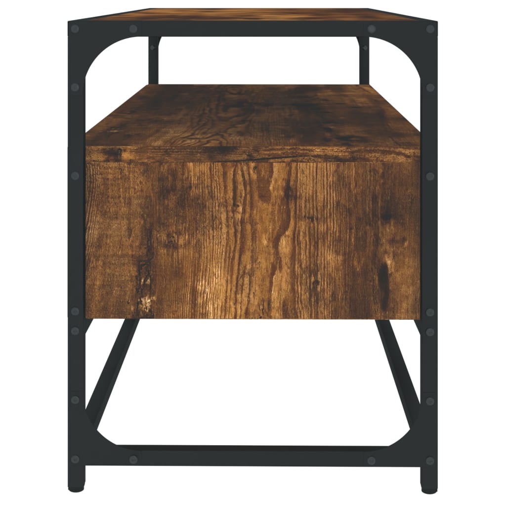 Meuble TV 100x35x45 cm ouvré en bois couleur chêne