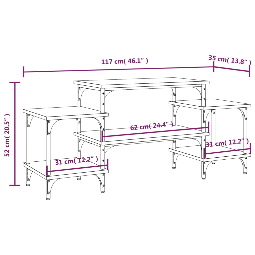 Meuble TV 157x35x52 cm ouvré en bois couleur chêne