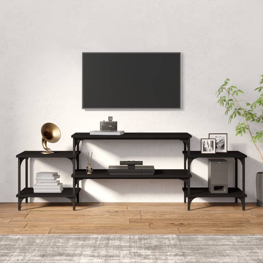 Meuble TV 157x35x52 cm ouvré en bois couleur chêne