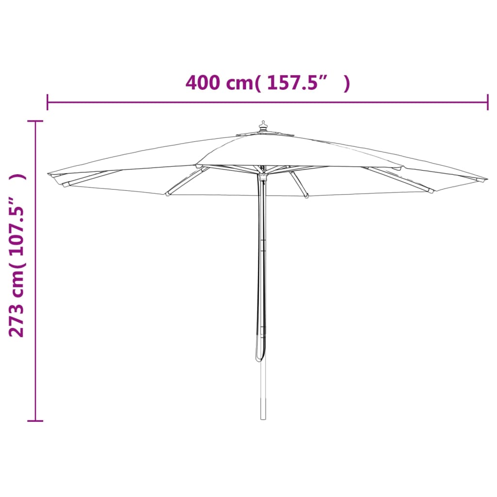 Parasol met houten paal 400x273 cm taupe