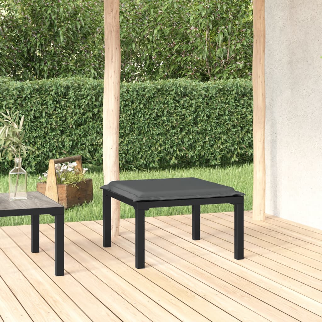 Tuinstoel met kussens poly rattan zwart en grijs