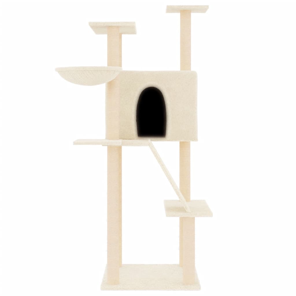 Meuble pour chat avec griffoirs en sisal 143 cm couleur crème