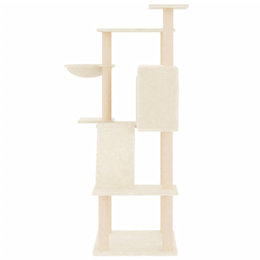 Meuble pour chat avec griffoirs en sisal 143 cm couleur crème