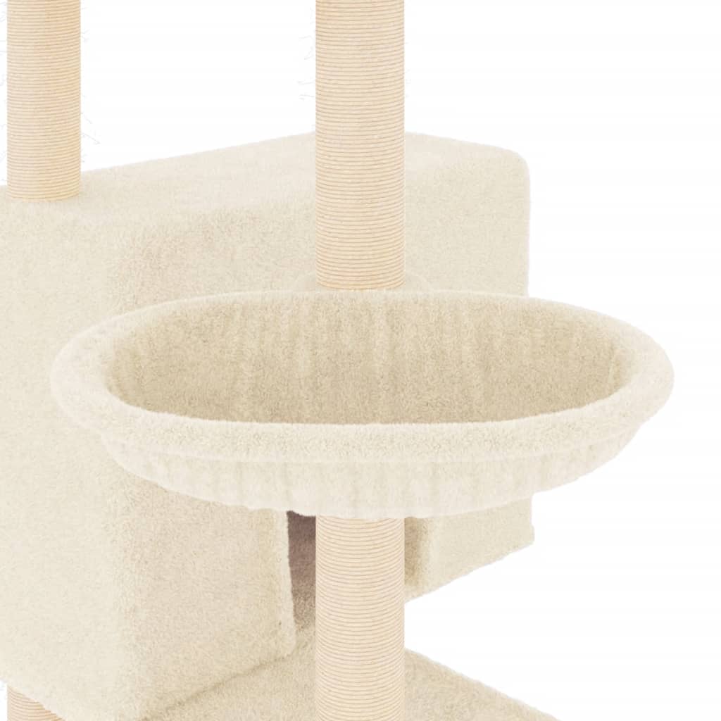 Meuble pour chat avec griffoirs en sisal 143 cm couleur crème