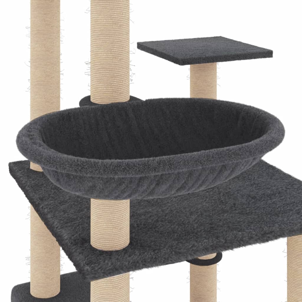 Kattenmeubel met sisal krabpalen 141 cm crèmekleurig