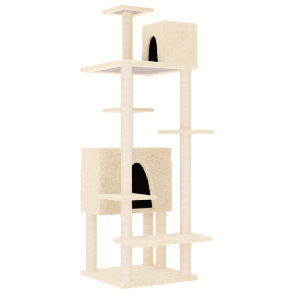 Meuble pour chat avec griffoirs en sisal 154 cm couleur crème