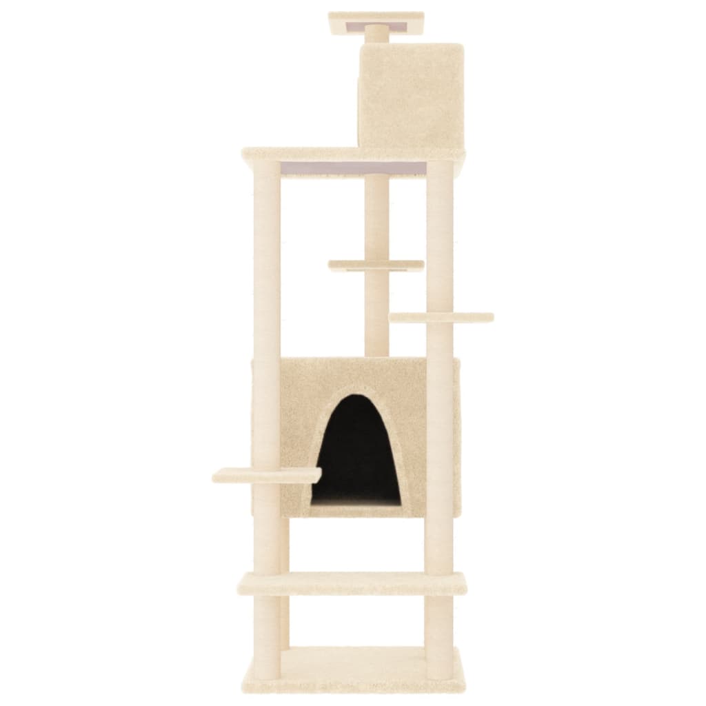 Meuble pour chat avec griffoirs en sisal 154 cm couleur crème