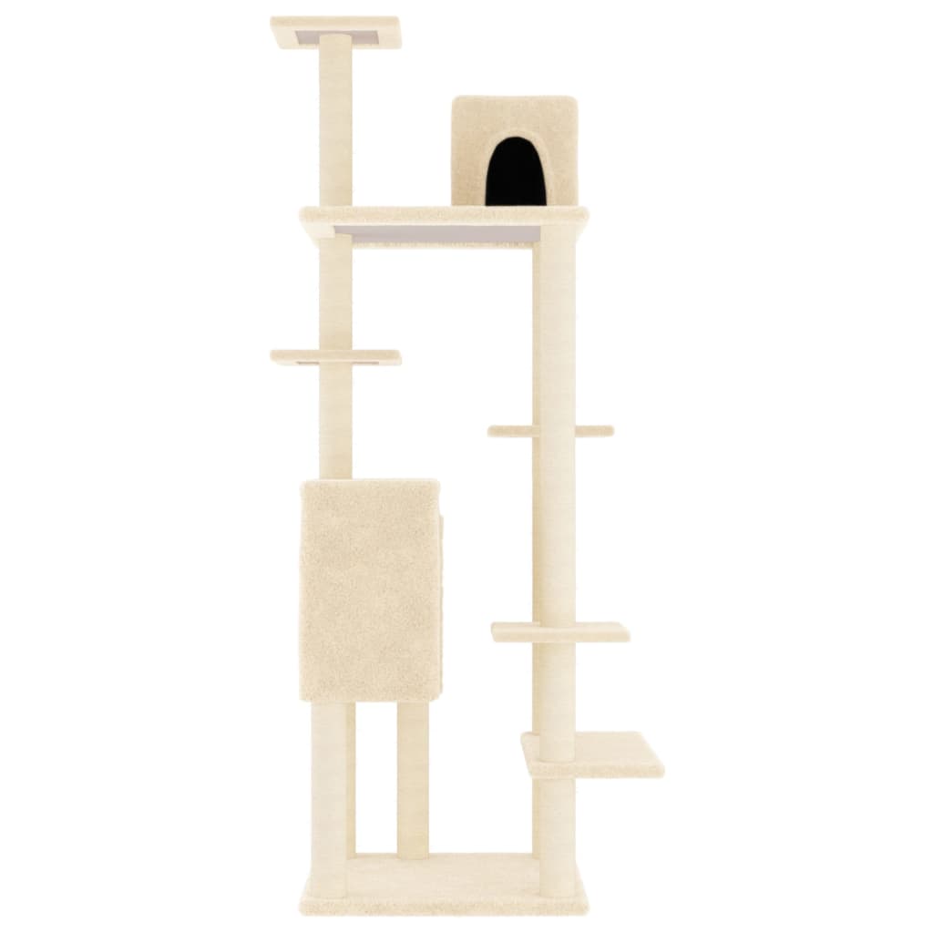 Meuble pour chat avec griffoirs en sisal 154 cm couleur crème