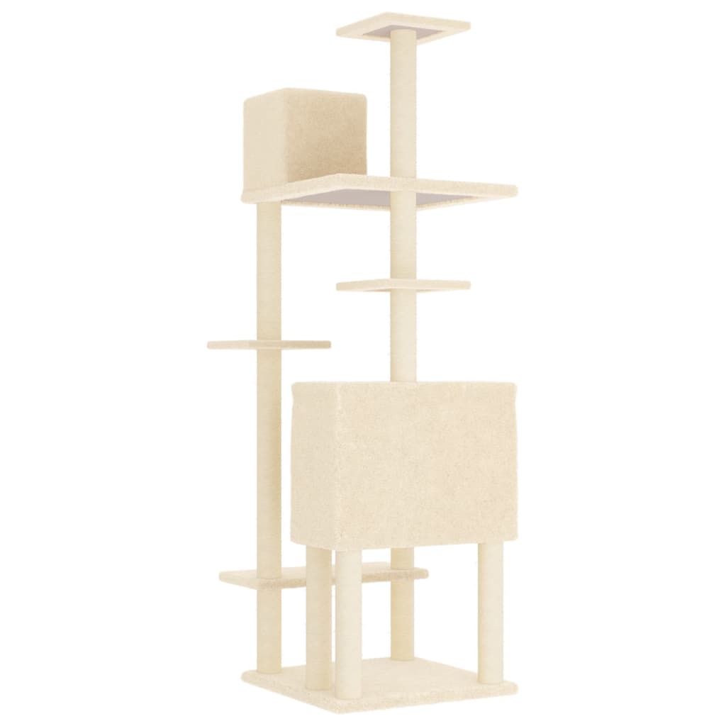 Meuble pour chat avec griffoirs en sisal 154 cm couleur crème