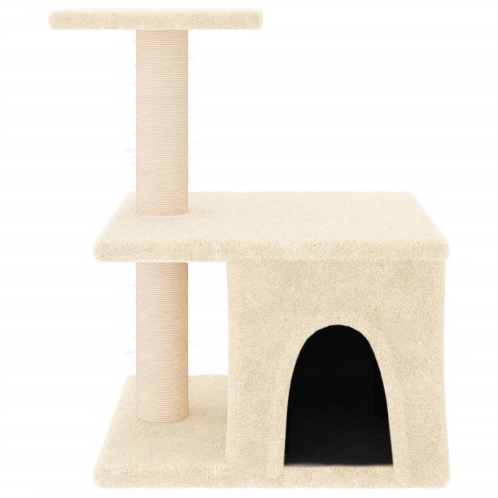 Kattenmeubel met sisal krabpalen 48 cm crèmekleurig