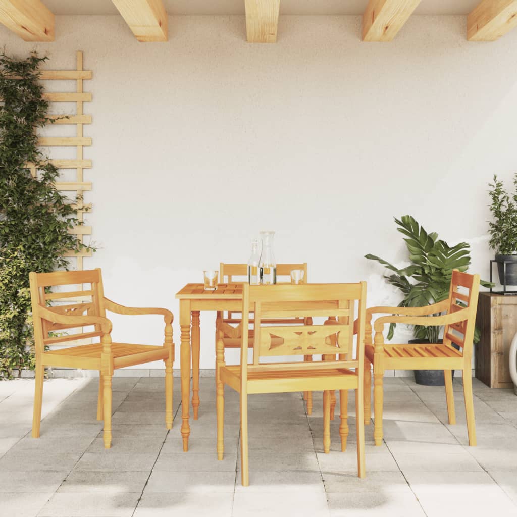 Salon de jardin 5 pièces avec coussins gris foncé en bois de teck massif