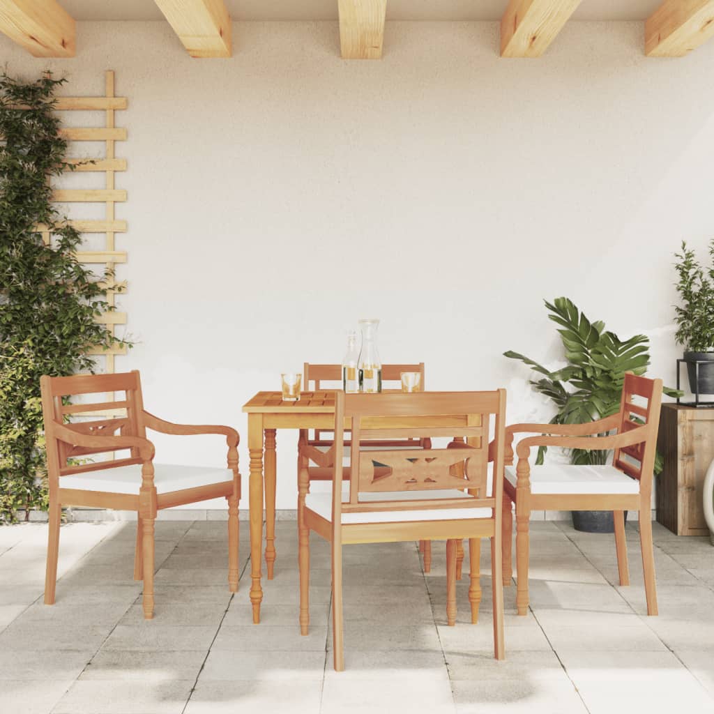 Salon de jardin 5 pièces avec coussins gris foncé en bois de teck massif