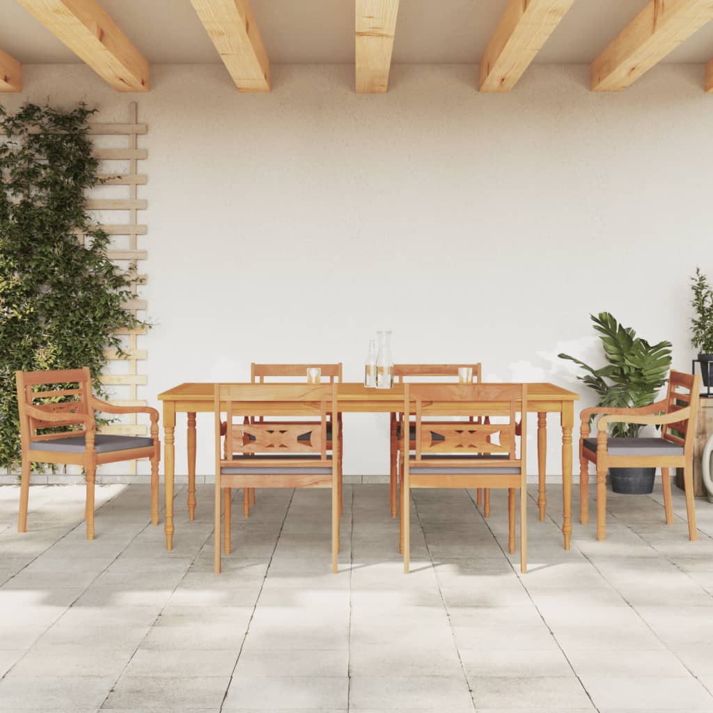 Ensemble de jardin 7 pièces en bois de teck massif