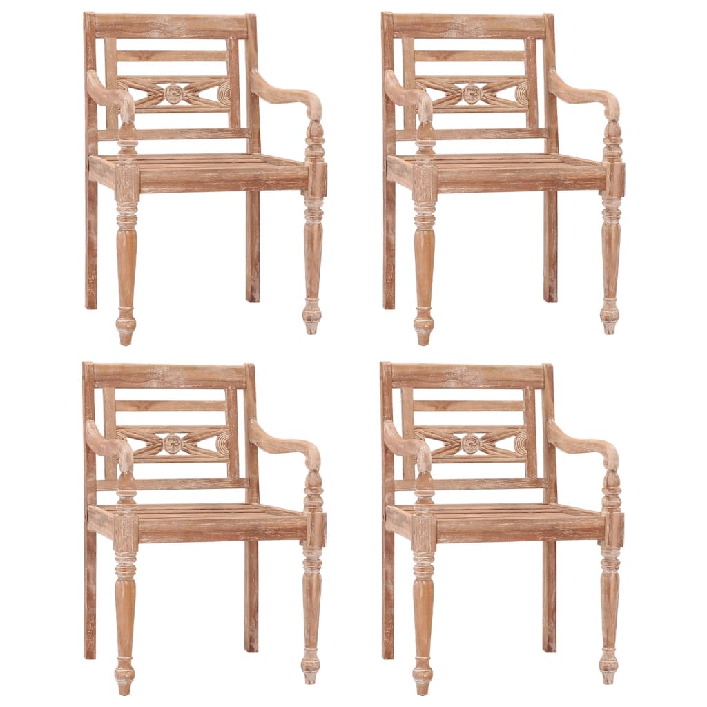 Chaises Batavia 2 pcs en bois de teck massif finition blanchie à la chaux