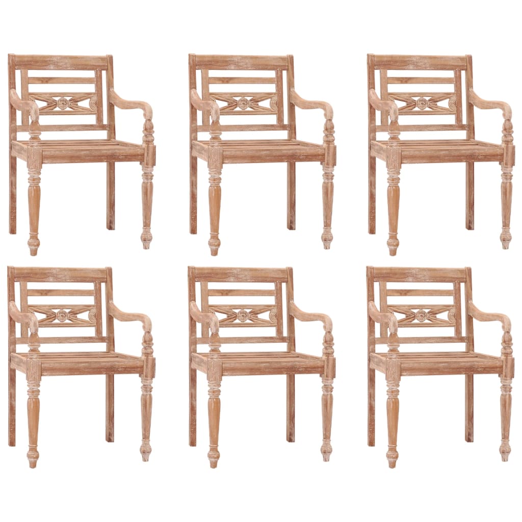 Chaises Batavia 2 pcs en bois de teck massif finition blanchie à la chaux