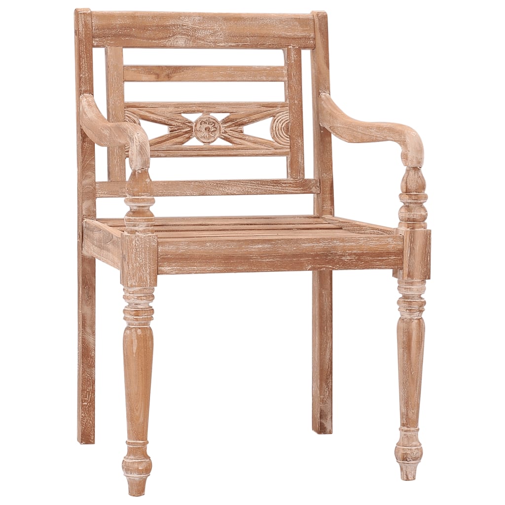 Chaises Batavia 2 pcs en bois de teck massif finition blanchie à la chaux