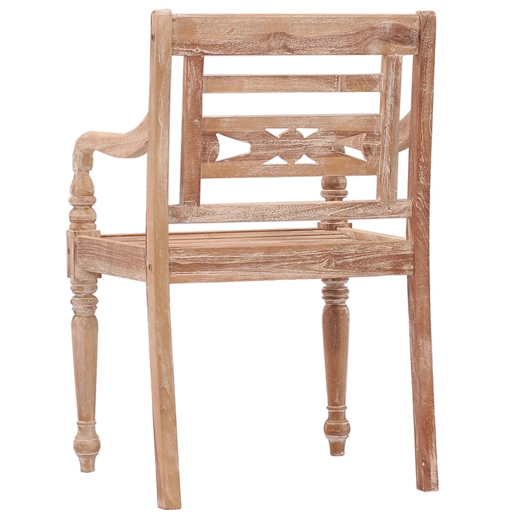 Chaises Batavia 2 pcs en bois de teck massif finition blanchie à la chaux