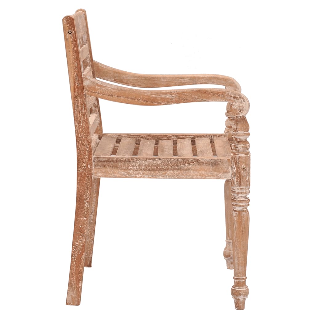 Chaises Batavia 2 pcs en bois de teck massif finition blanchie à la chaux