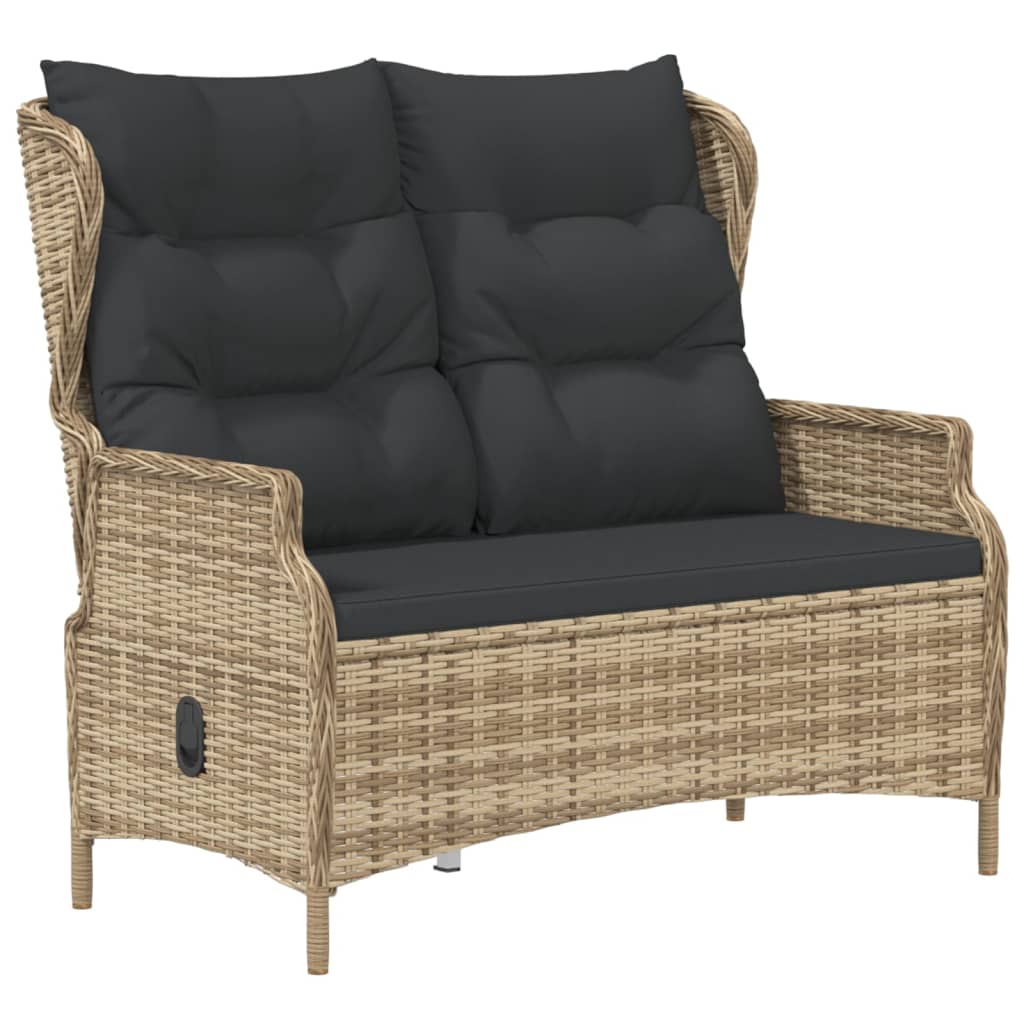 Tuinbank 2-zits met kussens poly rattan