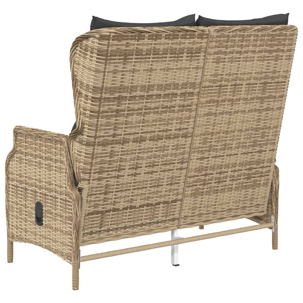 Tuinbank 2-zits met kussens poly rattan