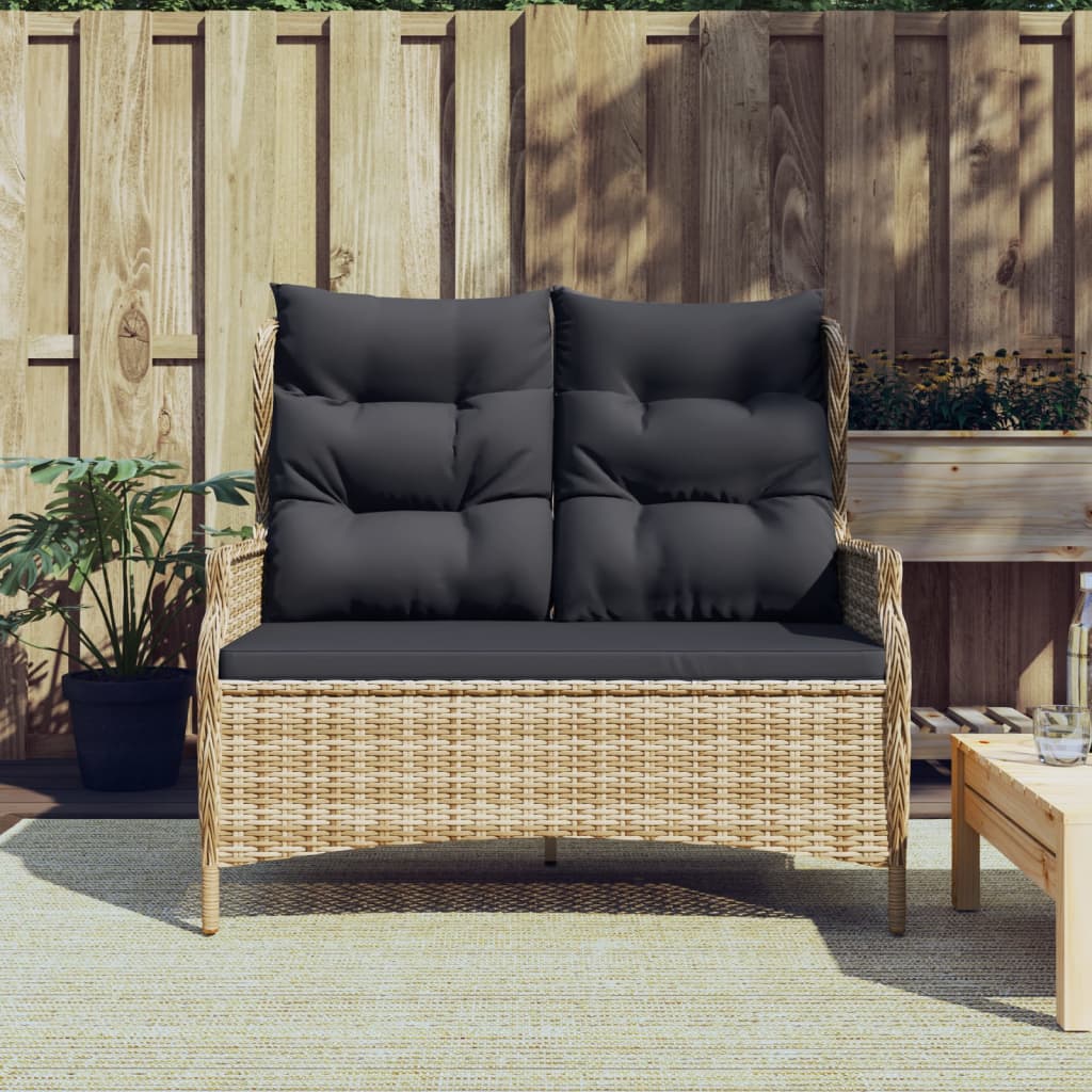 Tuinbank 2-zits met kussens poly rattan