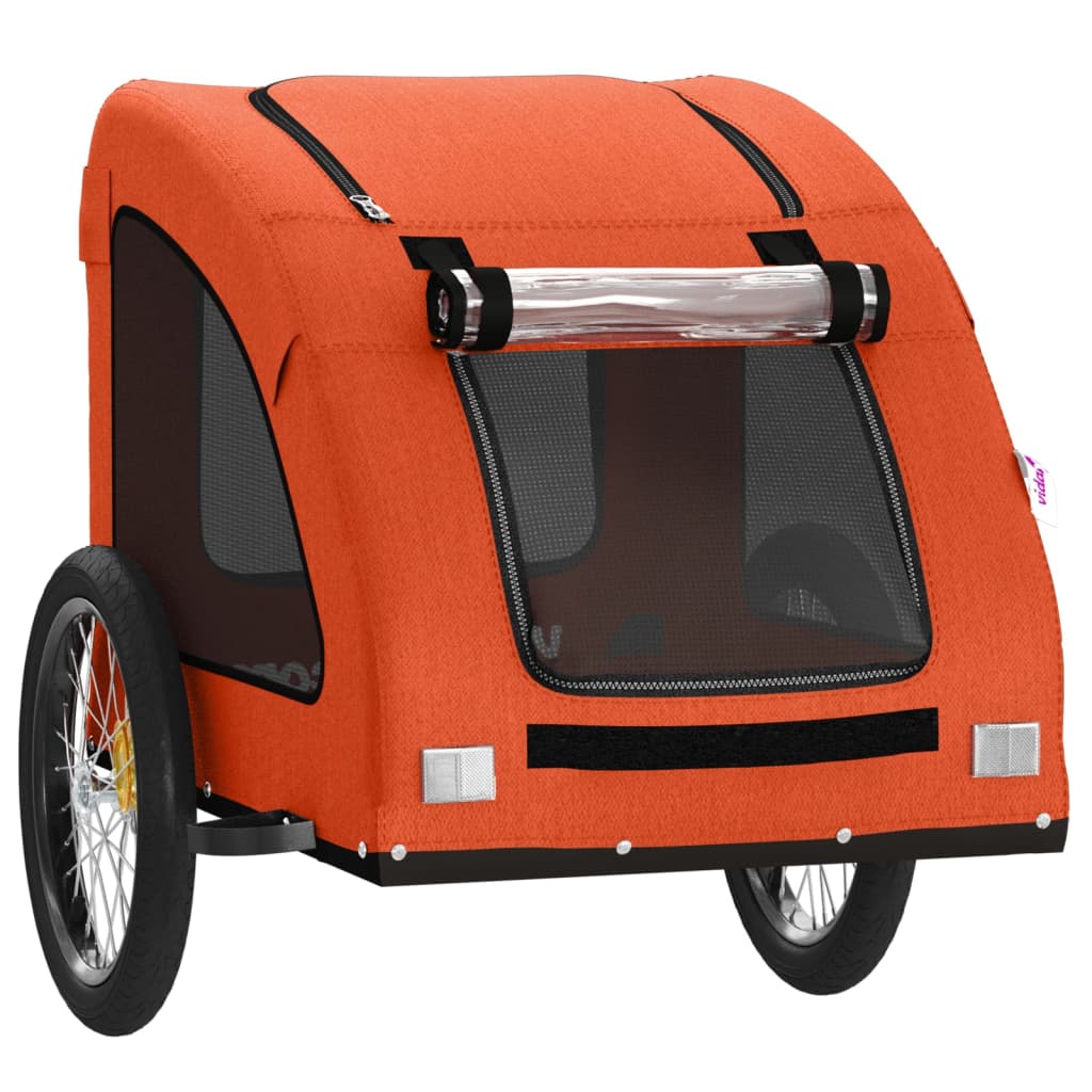 Hondenfietstrailer oxford stof en ijzer oranje