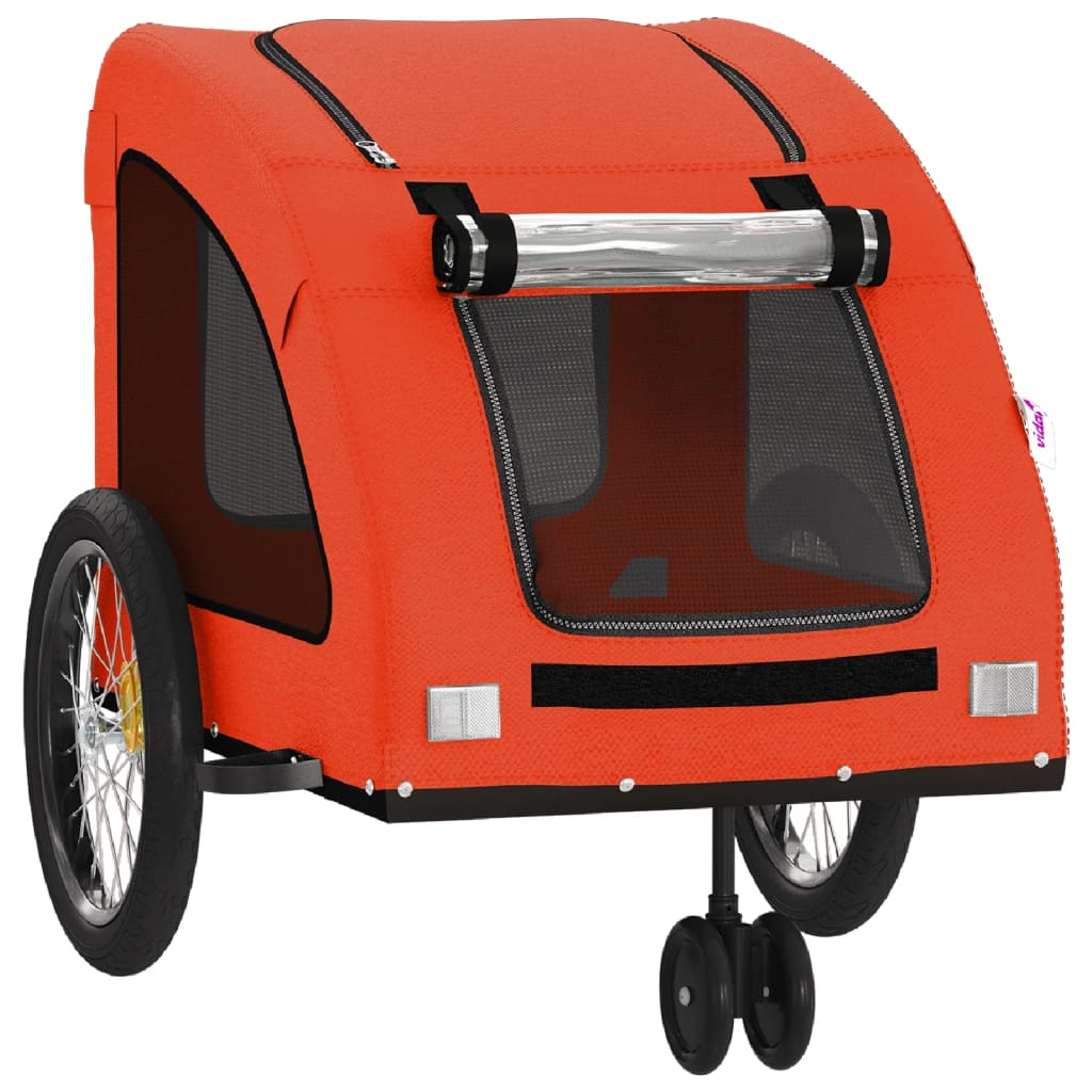 Hondenfietstrailer oxford stof en ijzer oranje