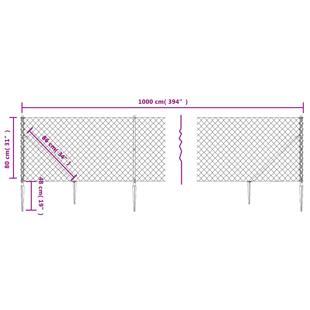 Gaashek met grondankers 0,8x25 m