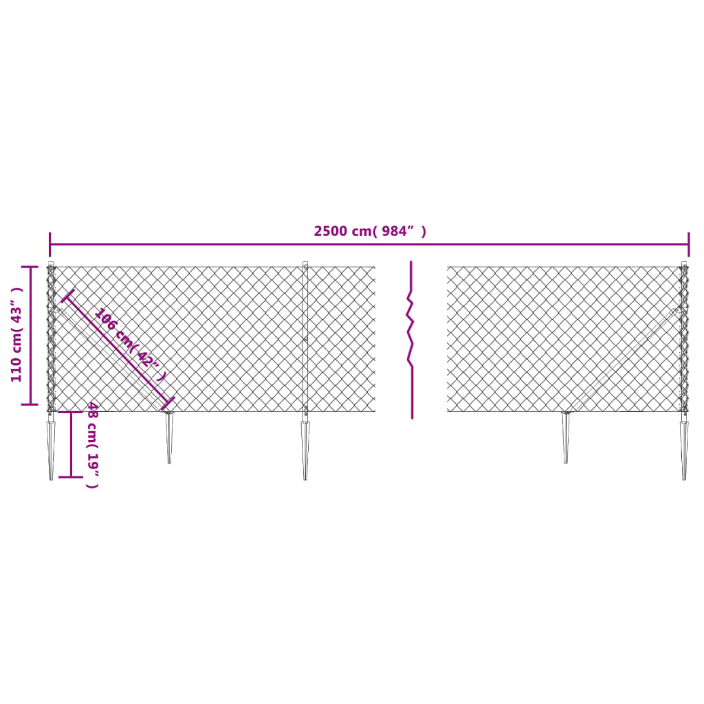 Gaashek met grondankers 0,8x25 m