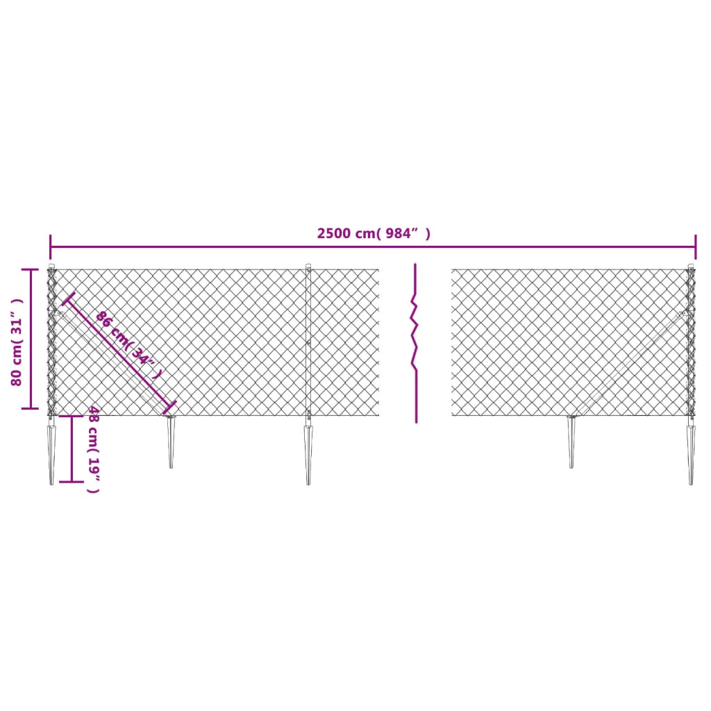 Gaashek met grondankers 0,8x25 m