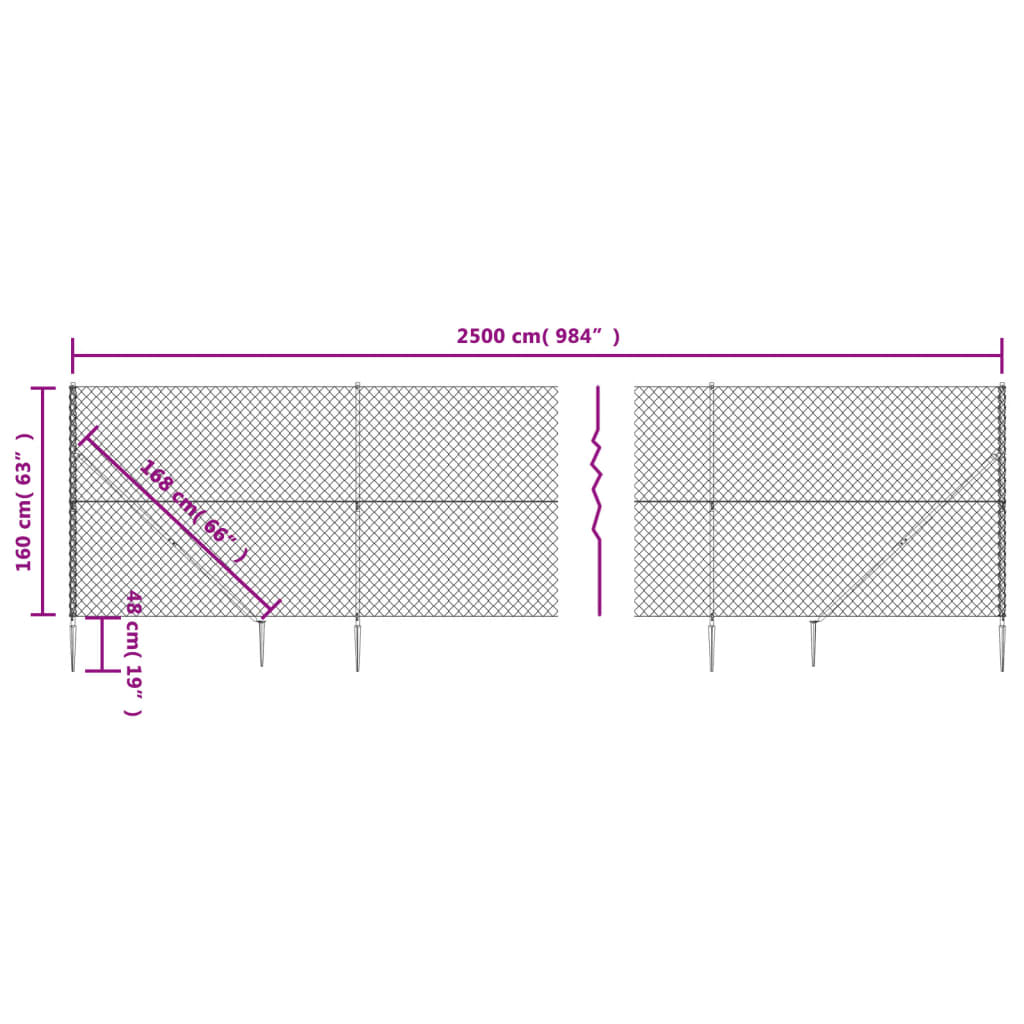 Gaashek met grondankers 0,8x25 m