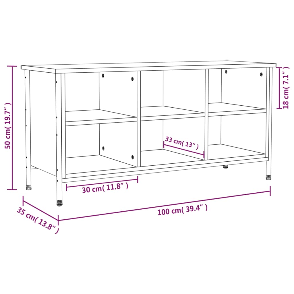 Schoenenkast 100x35x70 cm bewerkt hout