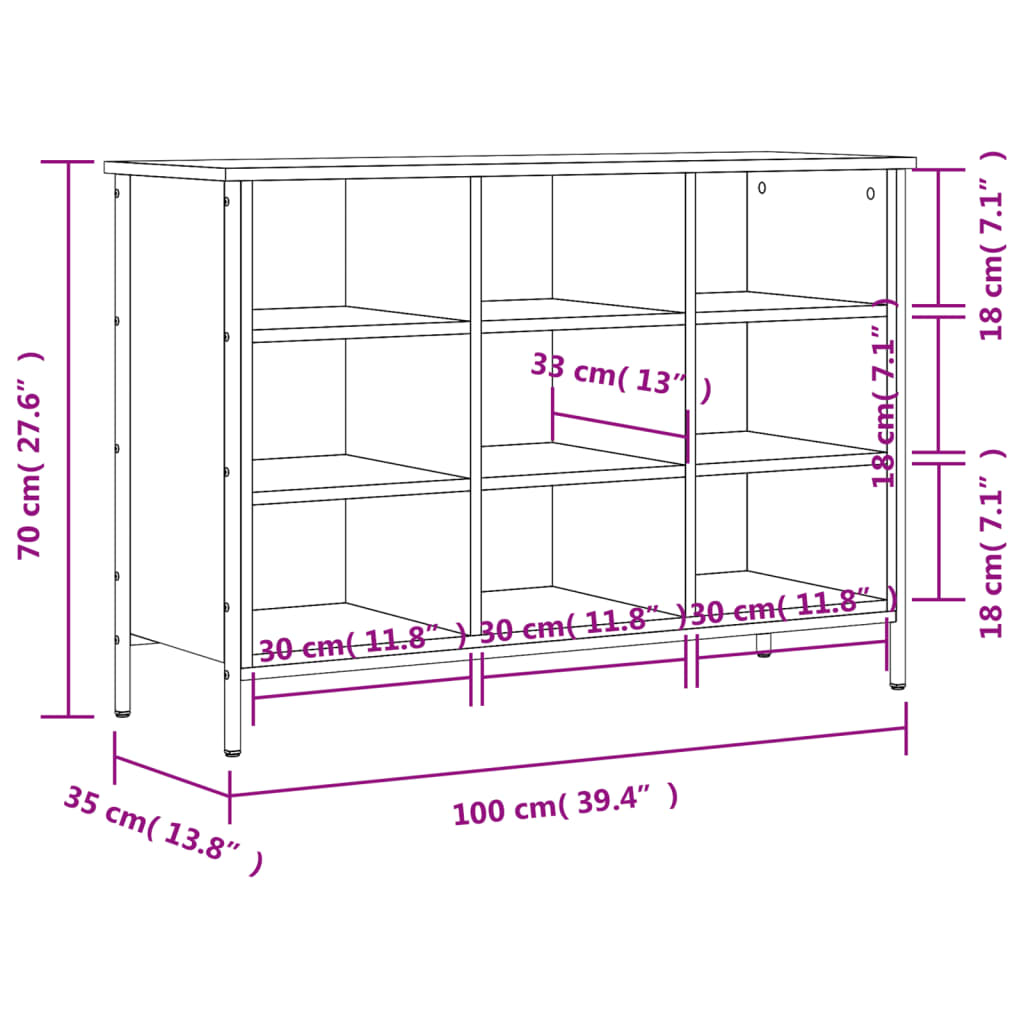 Schoenenkast 100x35x70 cm bewerkt hout