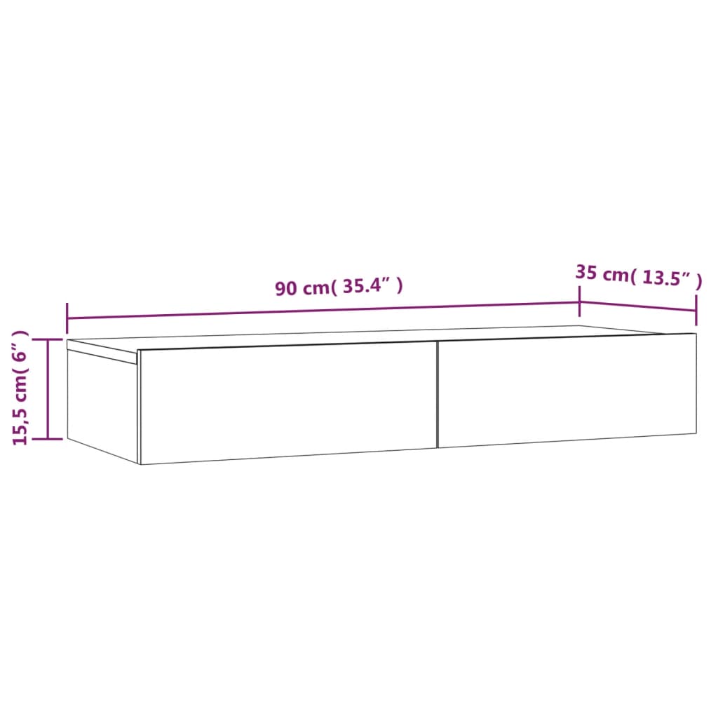 Meuble TV 2 pcs avec LED 60x35x15,5 cm