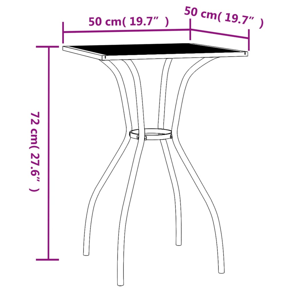 Table de jardin 110x80x72 cm maille acier, anthracite