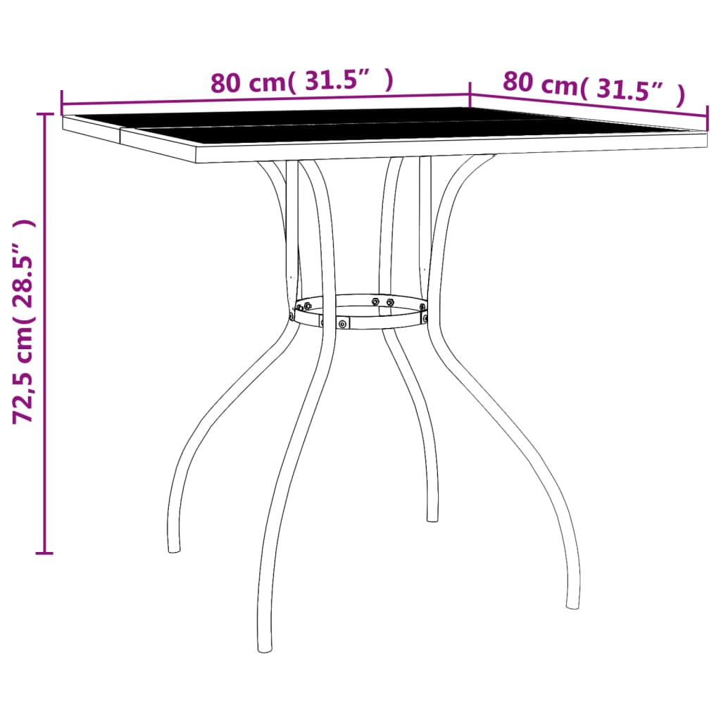 Table de jardin 110x80x72 cm maille acier, anthracite