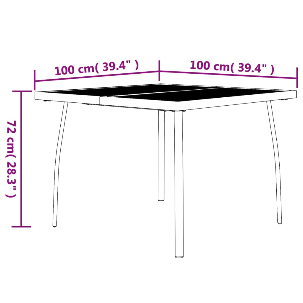 Table de jardin 110x80x72 cm maille acier, anthracite