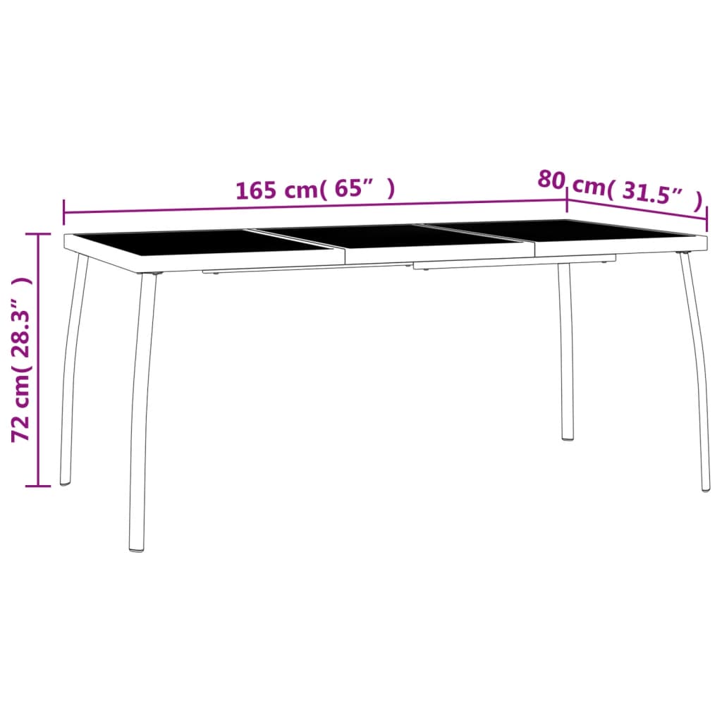 Table de jardin 110x80x72 cm maille acier, anthracite