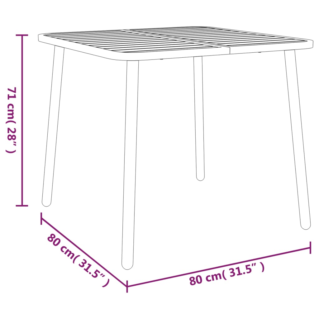 Tuintafel 50x50x71 cm staal antracietkleurig