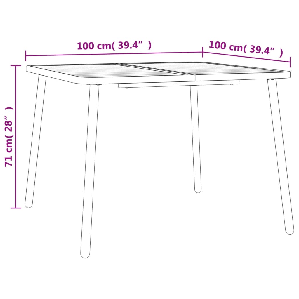 Tuintafel 50x50x71 cm staal antracietkleurig