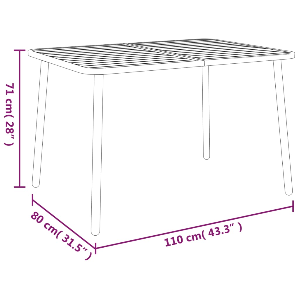 Table de jardin 50x50x71 cm acier, anthracite