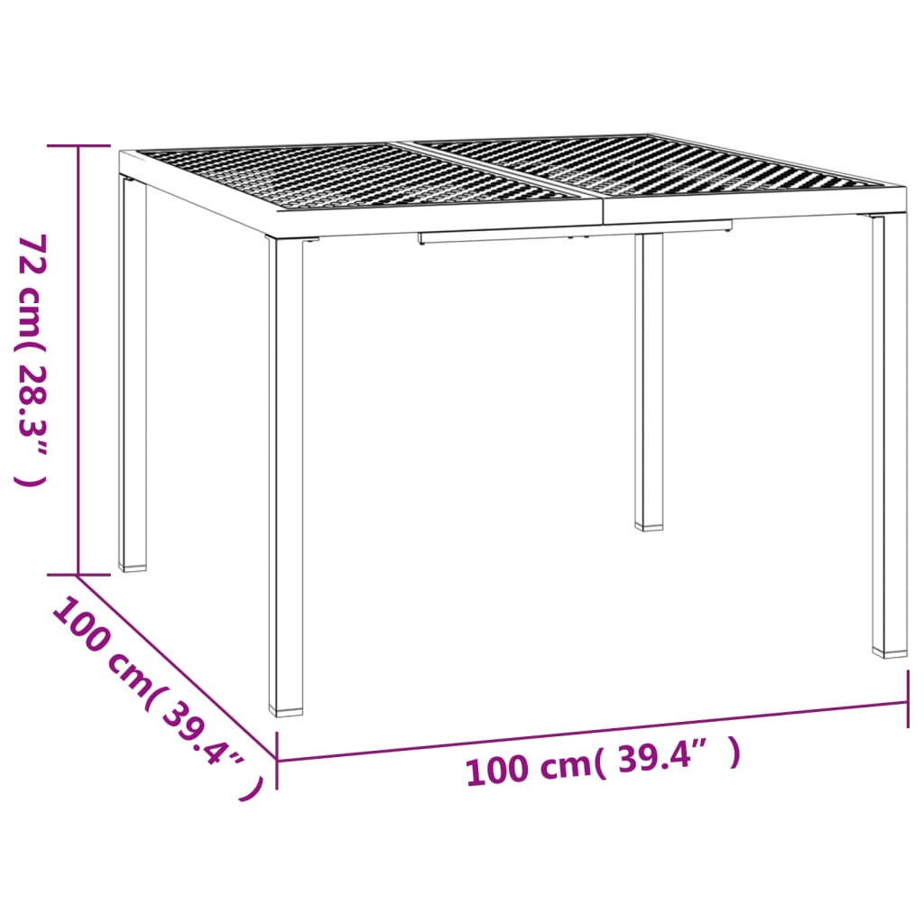 Table de jardin 200x100x72 cm acier, anthracite