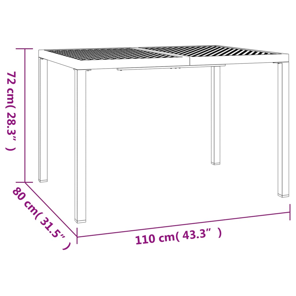 Table de jardin 200x100x72 cm acier, anthracite