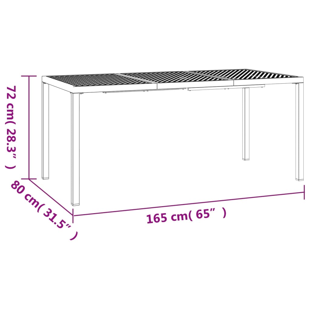 Table de jardin 200x100x72 cm acier, anthracite