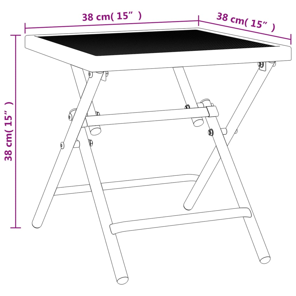 Tuintafel inklapbaar 50x50x72 cm staalgaas antracietkleurig