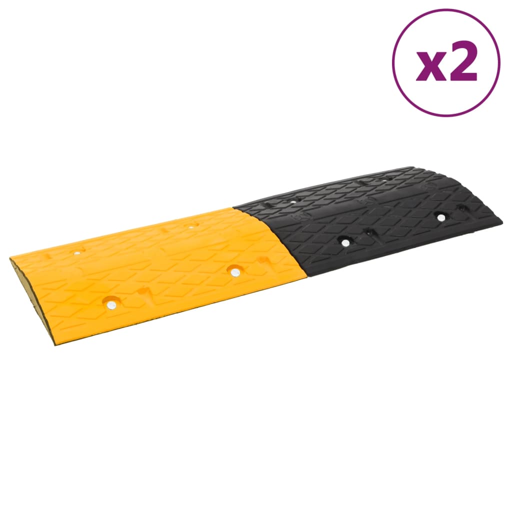 Verkeersdrempels 4 st 97x32,5x4 cm rubber geel en zwart