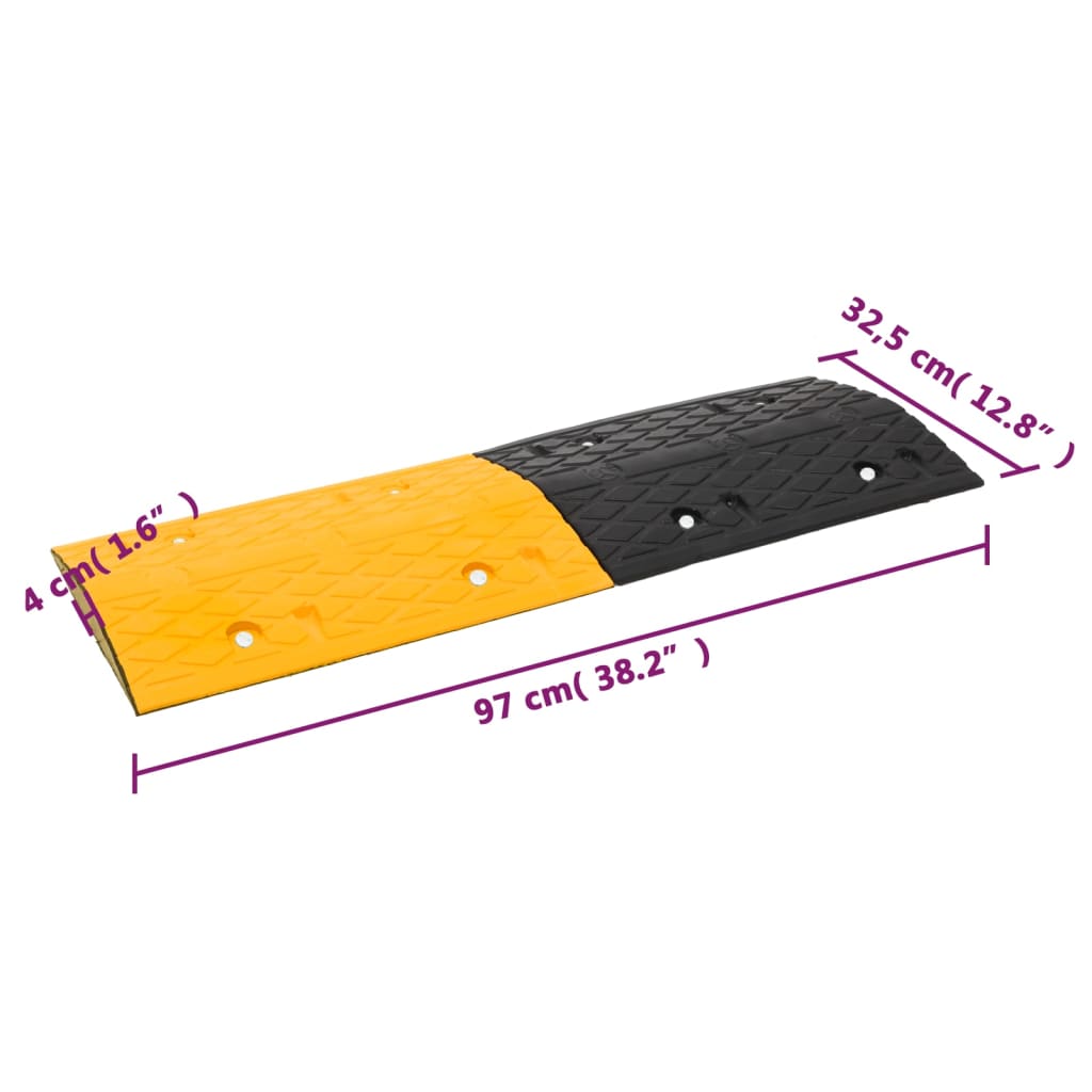 Verkeersdrempels 4 st 97x32,5x4 cm rubber geel en zwart