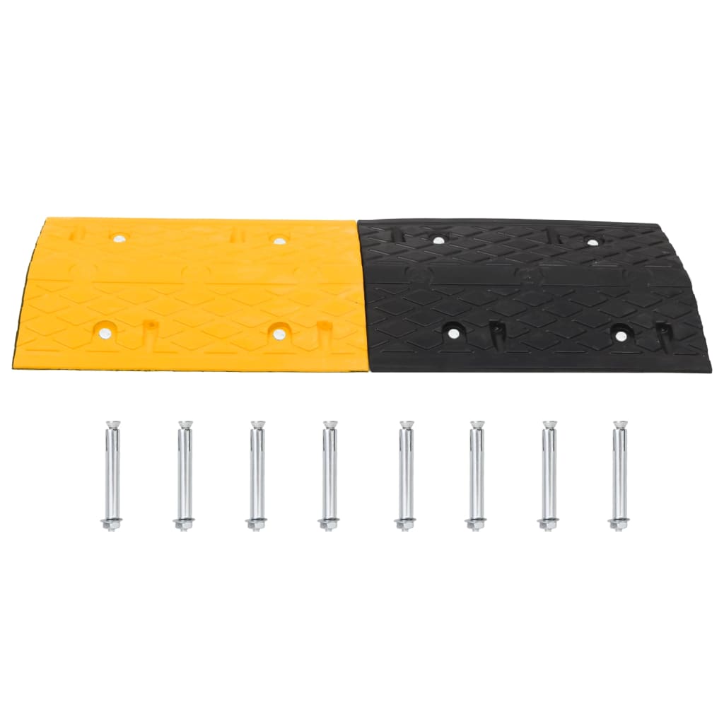 Verkeersdrempels 4 st 97x32,5x4 cm rubber geel en zwart