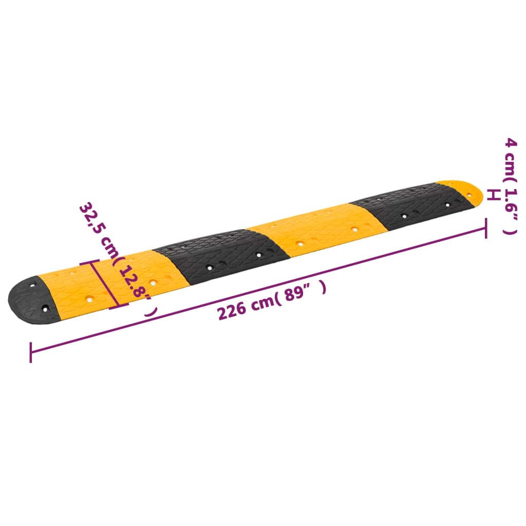 Verkeersdrempel 420x32,5x4 cm rubber geel en zwart