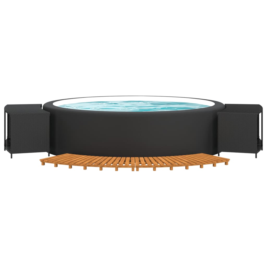 Hottub-ombouw poly rattan massief acaciahout